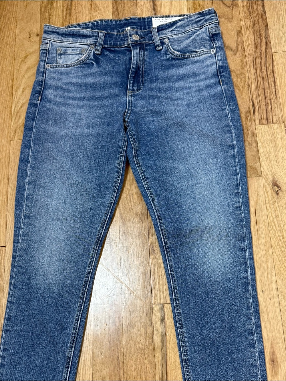 Rag & Bone Cate Mid- Rise Ankle Skinny Mid Wash Blue Jeans - Classic Slim Fit